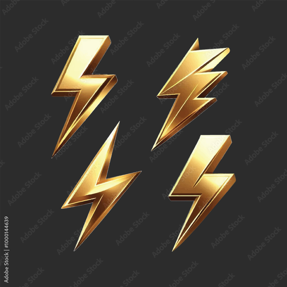 Collection Of Realistic Lightning Bolt Arrows Set. Collection Of Realistic Lightning Bolt Arrows Set.