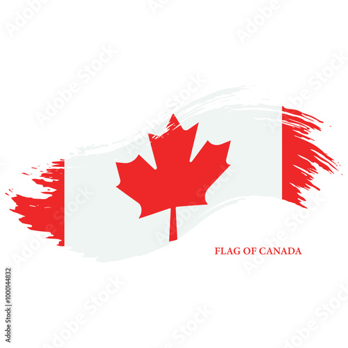 Brush Stroke Flag Of Canada Vector Design.