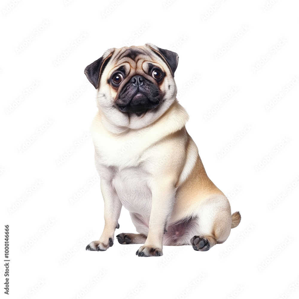Cute Pug Dog Sitting and Looking at the Camera Cute Pug Dog Sitting and Looking at the Camera
