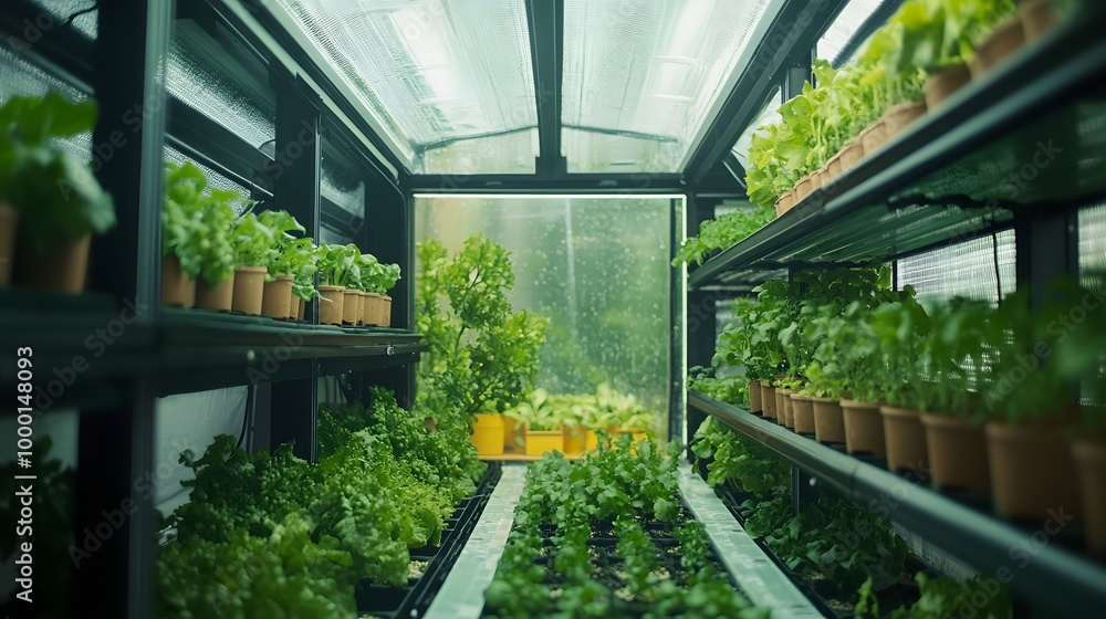 Innovative Indoor Vertical Hydroponic Farm with Lush Greenery and Sustainability Concept Innovative Indoor Vertical Hydroponic Farm with Lush Greenery and Sustainability Concept