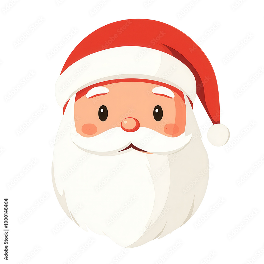 Cute cartoon Santa Claus face with red hat and fluffy white beard, perfect for Christmas holiday themes and festive designs isolate on transparency background PNG Cute cartoon Santa Claus face with red hat and fluffy white beard, perfect for Christmas holiday themes and festive designs isolate on transparency background PNG