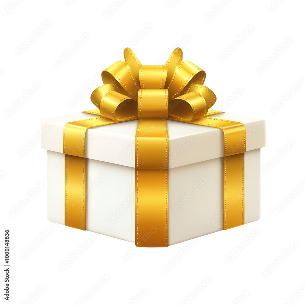 Elegant gift box adorned with a golden ribbon, perfect for celebrations, birthdays, or special occasions isolate on transparency background PNG Elegant gift box adorned with a golden ribbon, perfect for celebrations, birthdays, or special occasions isolate on transparency background PNG