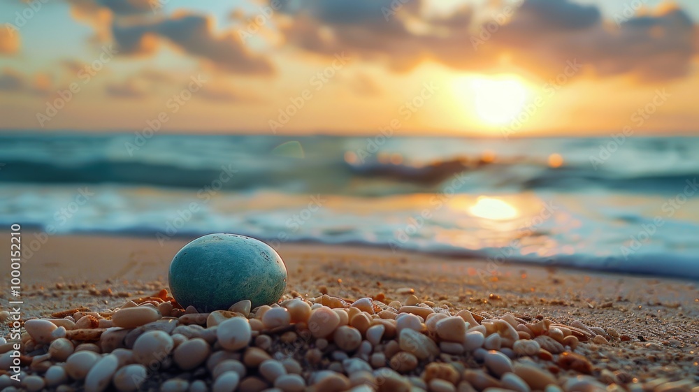 Smooth beach pebbles glowing under a vibrant sunset. Smooth beach pebbles glowing under a vibrant sunset.