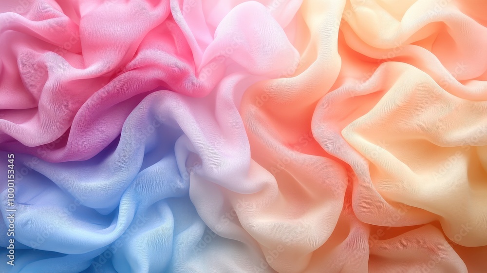 A vibrant display of soft, flowing fabric in pastel colors, creating a serene and elegant visual texture perfect for backgrounds. A vibrant display of soft, flowing fabric in pastel colors, creating a serene and elegant visual texture perfect for backgrounds.