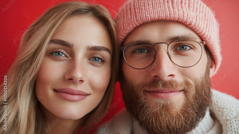 A man and a woman are smiling at the camera A man and a woman are smiling at the camera
