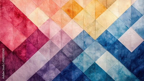 A vibrant abstract pattern with a colorful mix of triangles and gradients, perfect for backgrounds or artistic projects.