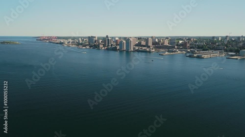 Wallpaper Mural A Beautiful Aerial View Captures Downtown Dartmouth And The Bay, With Halifax Skyscrapers In The Distance, Bathed In The Soft Glow Of A Summer Sunset. Nova Scotia, Canada. Torontodigital.ca