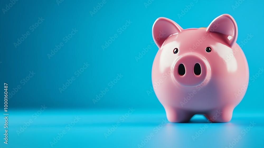 A vibrant, pink piggy bank on a blue background, symbolizing savings and financial growth. A vibrant, pink piggy bank on a blue background, symbolizing savings and financial growth.