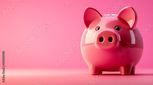 A charming pink piggy bank on a vibrant pink background, symbolizing savings and financial planning for personal finance.