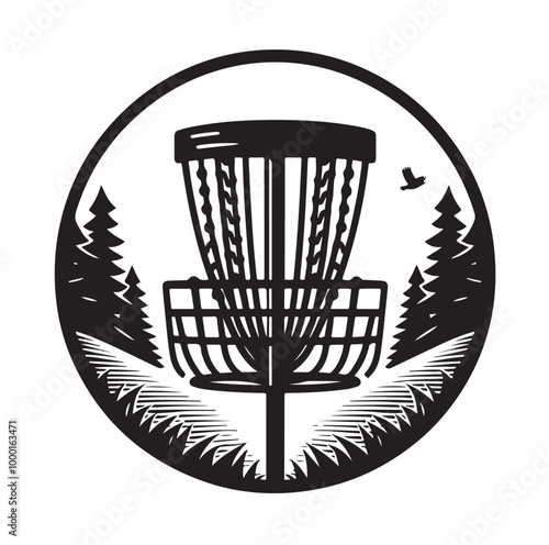 Disc golf basket vector silhouette