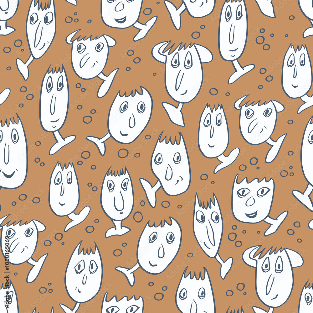 custom made wallpaper toronto digitalSeamless background with funny faces of anthropomorphic creatures. Humorous characters with different emotions