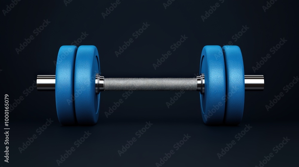 Blue dumbbell on a dark background, fitness and strength training equipment. Blue dumbbell on a dark background, fitness and strength training equipment.