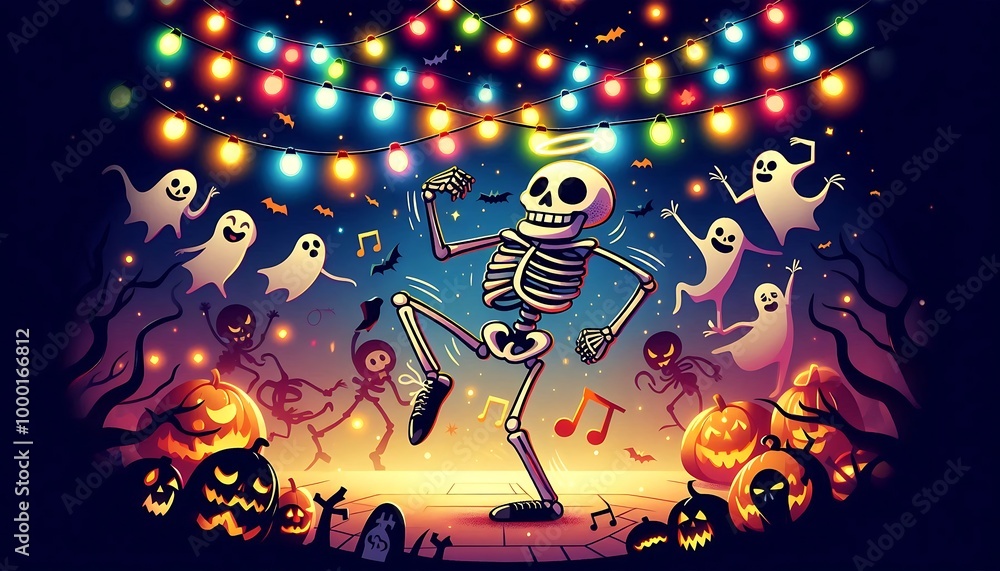 Fototapeta premium Skeleton Dance Party,generative ai