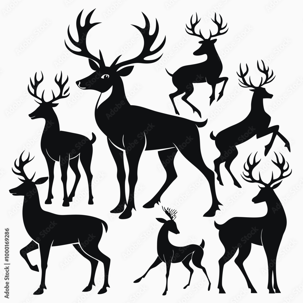 deer vector illustration bundle silhouette design deer vector illustration bundle silhouette design