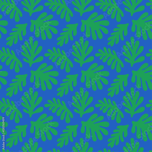 Marine plant kelp leaf seamless pattern vector illustration