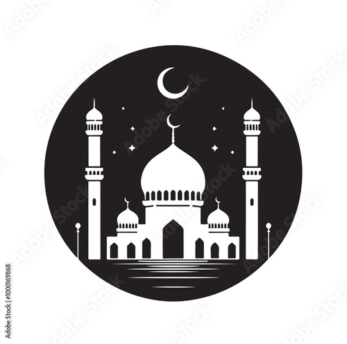 A beautiful mosque  vector silhouette