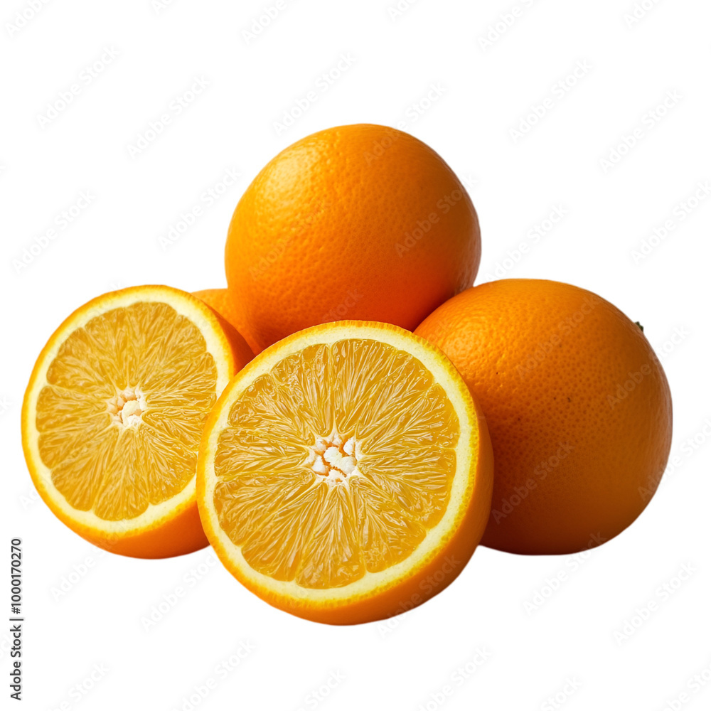 Fresh whole and sliced orange fruit on white and transparent back ground
Fresh whole and sliced orange fruit on white and transparent back ground