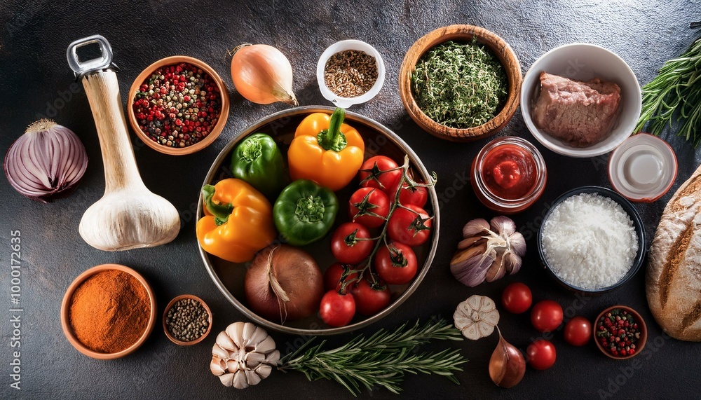 Culinary background with cooking ingredients Culinary background with cooking ingredients