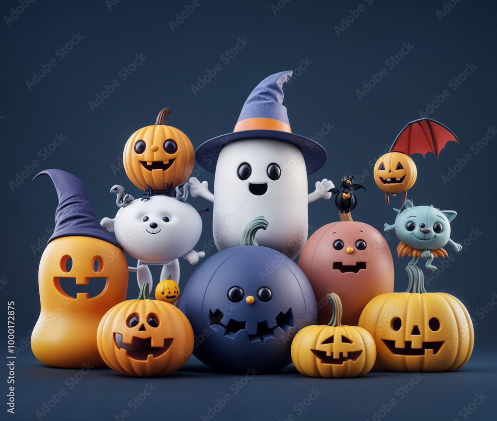 Obraz premium halloween pumpkin heads