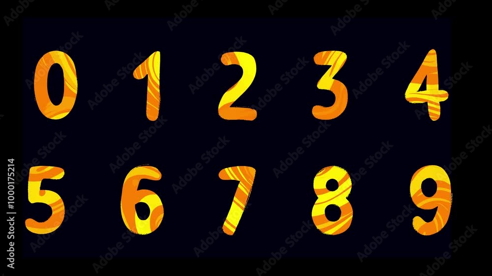 Set of animated signs of digits or numbers in stopmotion animation style hand drawn on black background Set of animated signs of digits or numbers in stopmotion animation style hand drawn on black background