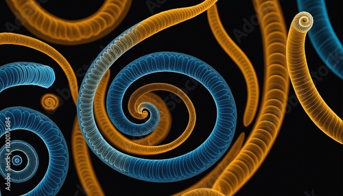 microscopic spiral organisms in vibrant colors photo