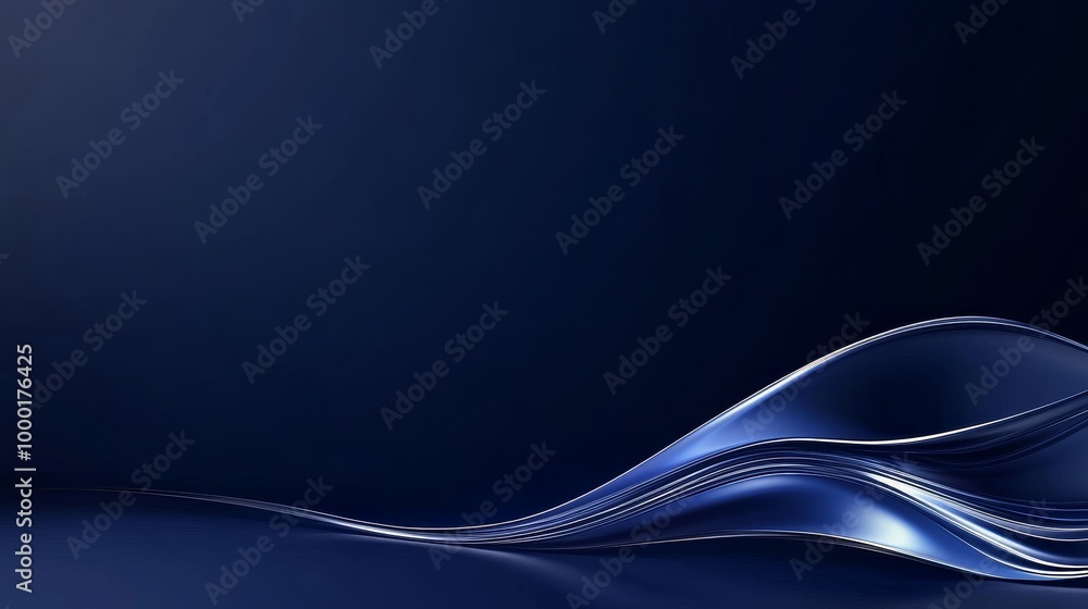 Abstract blue wave flowing on a dark background, representing movement, fluidity, and dynamism. Abstract blue wave flowing on a dark background, representing movement, fluidity, and dynamism.