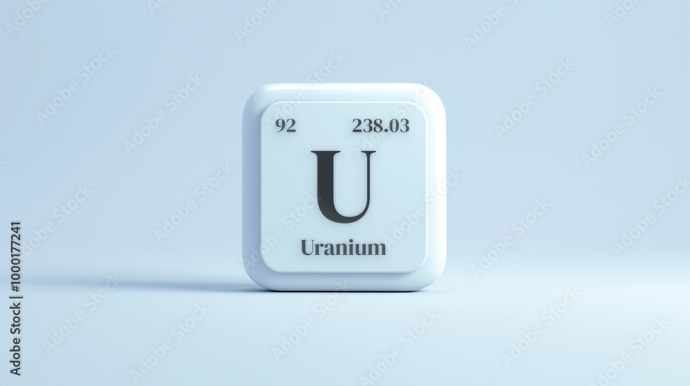 A simple icon of the chemical element Uranium on a white background from the periodic table elements. A simple icon of the chemical element Uranium on a white background from the periodic table elements.