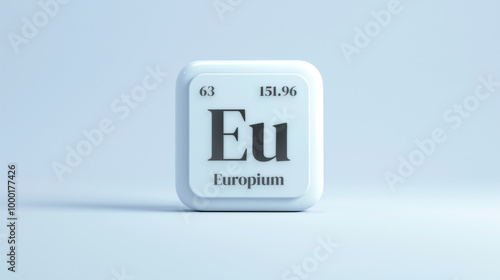 A simple icon of the chemical element Europium on a white background from the periodic table elements.