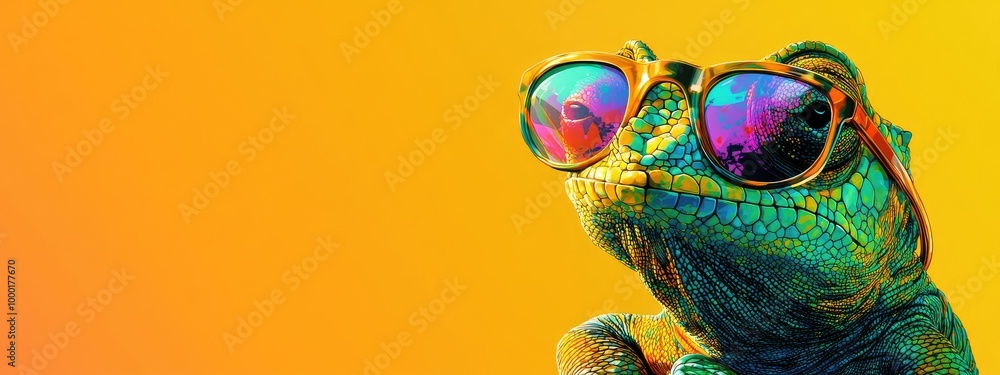 chameleon wearing sunglasses on a solid color background, vector art, digital art, faceted, minimal, abstract chameleon wearing sunglasses on a solid color background, vector art, digital art, faceted, minimal, abstract