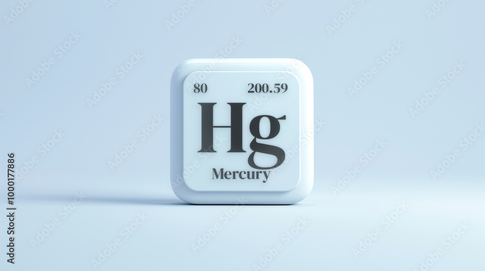 A simple icon of the chemical element Mercury on a white background from the periodic table elements. A simple icon of the chemical element Mercury on a white background from the periodic table elements.