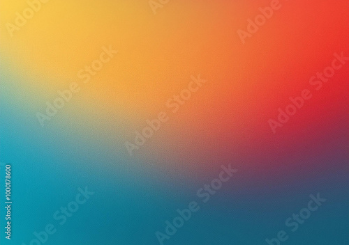 Grainy gradient background blue red yellow abstract glowing backdrop, noise texture banner poster header design