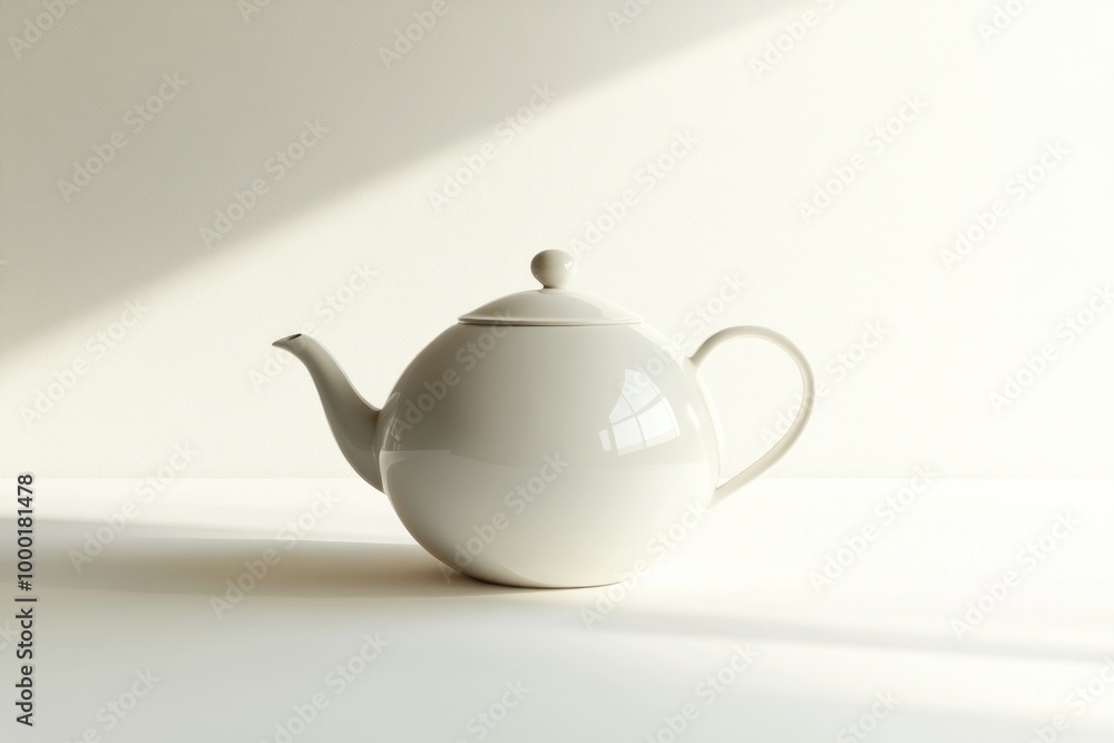 White Porcelain Teapot with a Smooth Glossy Finish White Porcelain Teapot with a Smooth Glossy Finish