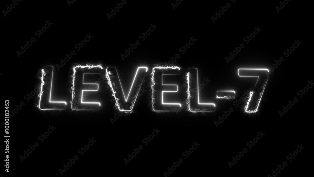 Level 7 text animation, neon sign . Level 7 text animation, neon sign .