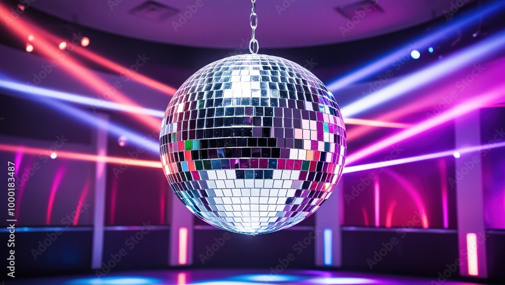 Fototapeta premium disco ball with disco lights