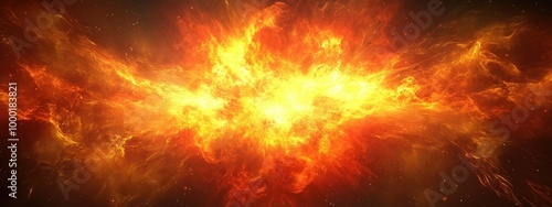 Dramatic fire and smoke effect glowing red and yellow colors exploding outwards with center space. Vivid and hot hell abstract or blazing fire background or wallpaper 