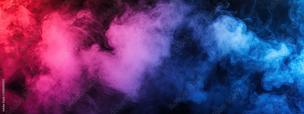 Dramatic smoke and fog in contrasting vivid red, blue, and purple colors. Dramatic smoke and fog in contrasting vivid red, blue, and purple colors.