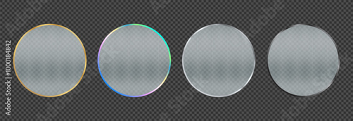 Ribbed glass in a round bright frame. Glass decor.