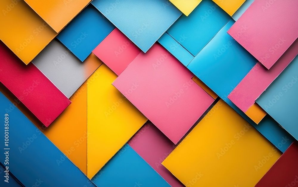 Vibrant arrangement of colorful paper sheets, showcasing a dynamic mix of shapes and textures for creative backgrounds. Vibrant arrangement of colorful paper sheets, showcasing a dynamic mix of shapes and textures for creative backgrounds.
