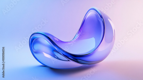 3D Abstract Symmetrical Object with Blue and Purple Color Scheme photo