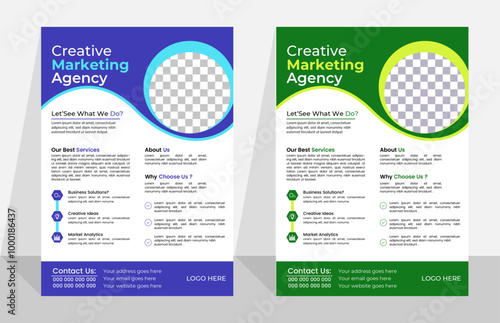  bundle of 2 templates of different colors a4 flyer template, modern business flyer template, geometric business flyer and creative design,