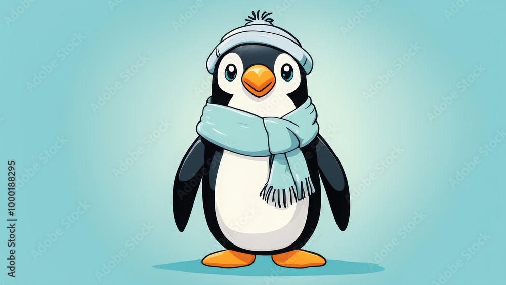Obraz premium Penguin wearing a hat, illustration