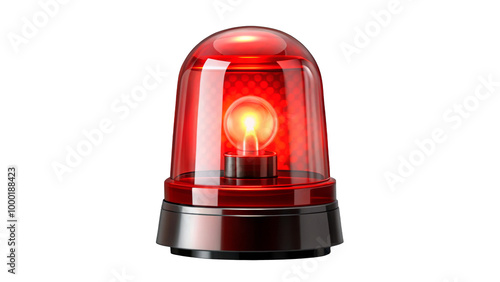 The light of the red emergency siren is depicted with an elegant and shiny surface on a transparent background.The central red indicator lights up,creating a sense of urgency and warning.AI generated.