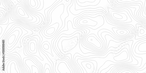  Vector topographic white wave line geography landscape Topo contour map on background. Geographic mountain relief diagram line wave carve pattern. Topographic world map texture.