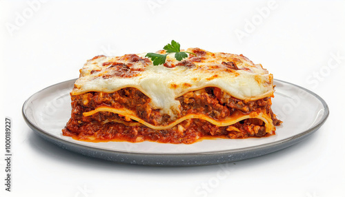 Delicious Homemade Lasagna on a White Plate