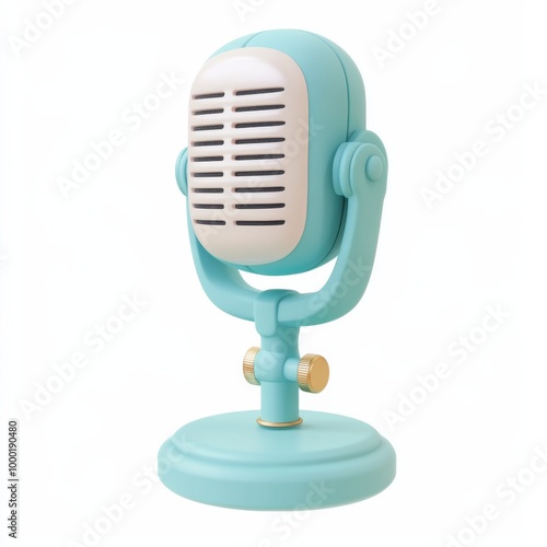 retro microphone 3d icon in cartoon style