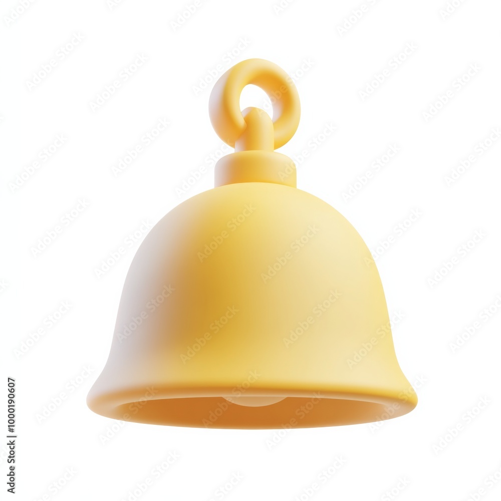 Fototapeta premium yellow notification bell 3d icon in cartoon style