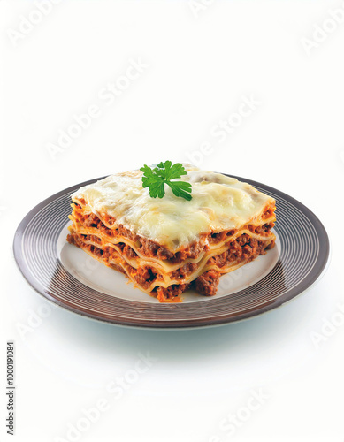 Delicious Lasagna on a Plate with Parsley Garnish