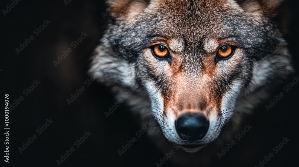 A striking close-up image of a wolf's face looking directly into the lens, featuring sharp details and expressive eyes, emphasizing the creature's strength and presence in the wild. A striking close-up image of a wolf's face looking directly into the lens, featuring sharp details and expressive eyes, emphasizing the creature's strength and presence in the wild.