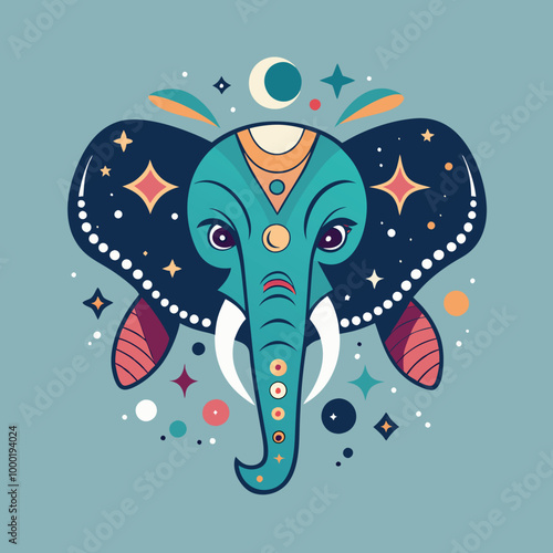 Elephant head color vector design. photo