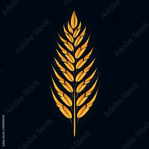 Golden Wheat Stalk Emblem on Dark Background photo